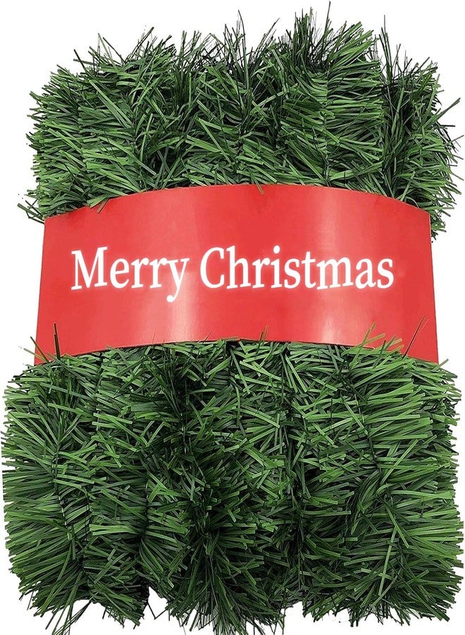 Wewymewo 50FT Green Artificial Christmas Garland with Bendable Metal Wire, 2 Pack Non-Lit Soft Pine Greenery Garland for Indoor or Outdoor Decor, Holiday Wedding Party Decoration for Stairs Mantle Door - Image 1
